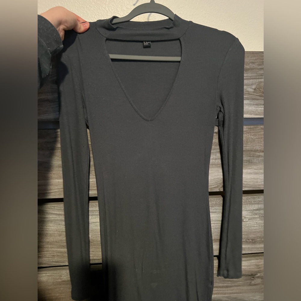 Blue/Grey chest cut out body con dress